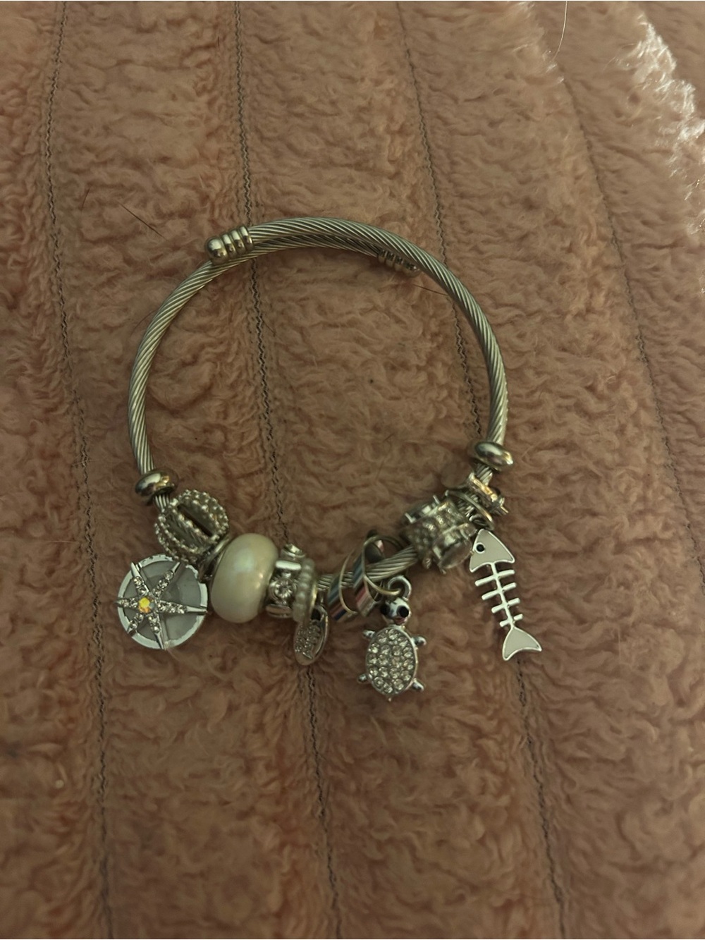 Silver-Tone Turtle & Fishbone Charm Bracelet - Silver